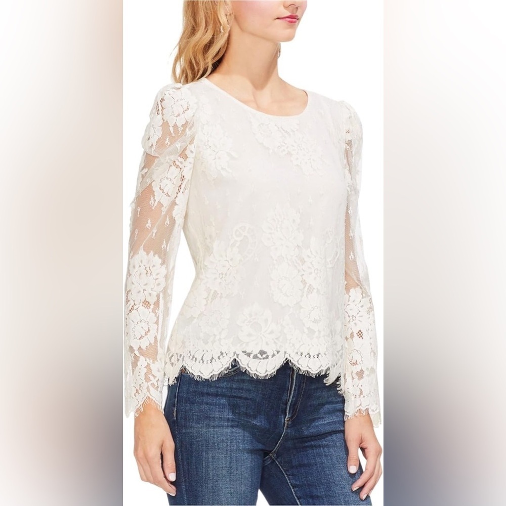 Vince Camuto Womens Lace Pullover Blouse
